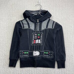 VTG Star Wars Hoodie Boys Sz 3 Black Darth Vader Zip Up Graphic Lucasfilm